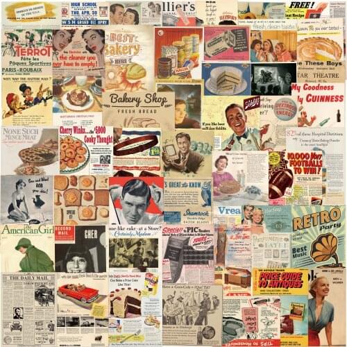 10/50pcs Vintage Magazine Newspaper Stickers For Suitcase Fridge Phone Car Skateboard Laptop Luggage Styling Decal Sticker
