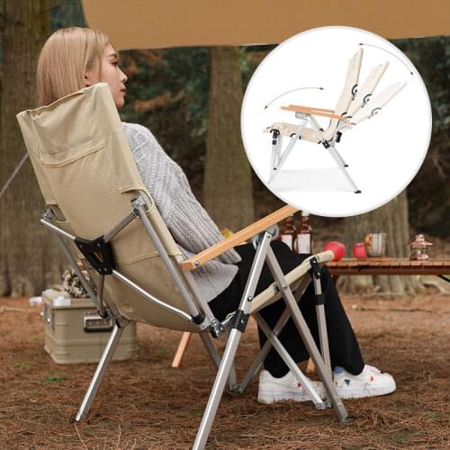 Outdoor Portable Folding Chairs Three-Speed Adjustable Long Camping Back Chair Picnic Beach Garden Fishing Relaxation Recliner