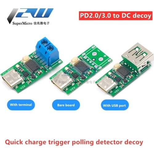 USB-C Type-C PD2.0 PD3.0 to DC, Spoof Detector with Quick Charge Trigger, USB-PD Notebook Power Supply Switch Board Module