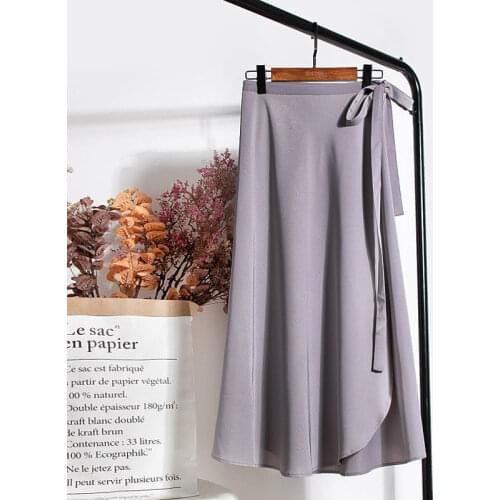 New Gray Fashion Women Lady Wraps Skirts Summer Party Casual Bandage Tie Lace up Skirt High waist street Beach Clothes