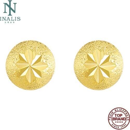 INALIS Stud Earrings For Women Round Flower Pattern Simple Style Earring Ear Cap Fashion Jewelry Valentine Day Gifts Minimalist