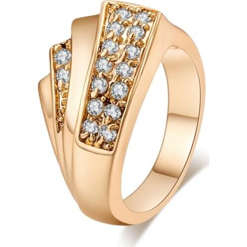 Fashion Desgin Rings for Women Wedding Engagement Micro Pave Zircon Gold-Color Rings Crystal Rings Free Shipping Wholesal