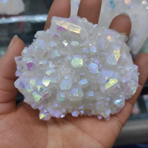 1pcs Wholesale White Angel Aura Quartz Point Electroplated Crystal Cluster