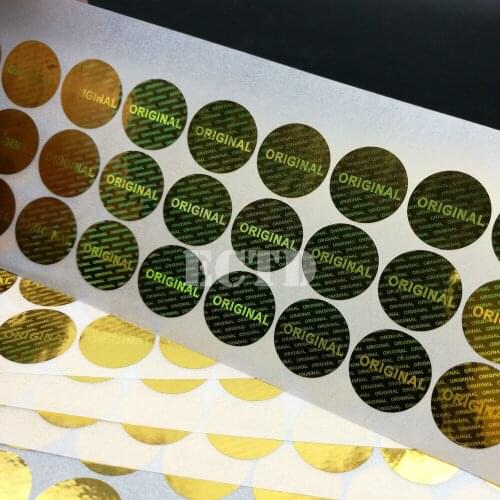 1000pcs 15mm diameter , Gold ORIGINAL warranty seal laser hologram label sticker 0.59