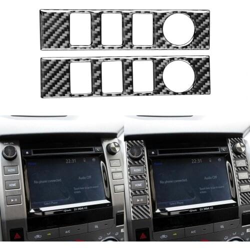 2Pc Carbon Fiber Panel Trim Cover Strong Sticky Anti-corrosive Central Control Volume Switch Sticker for Toyotas Tundra 2014-201