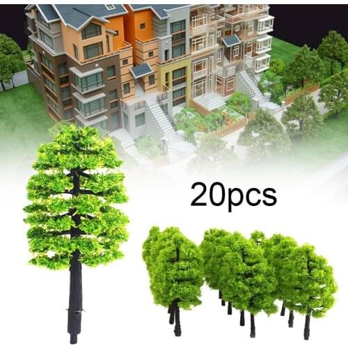 20Pcs Mini Scale Model Trees Train Railway Street ABS Garden Landscape For Park Decoration Plastic Scenery Trunks Green Hou T7S7
