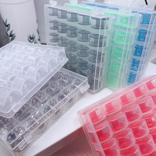 25PCS Sewing Machine Bobbins Spools Colored Metal Bobbins Box Plastic Storage Box For Home Sewing Accessories Tools 2518P