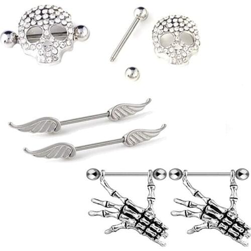 3 Pairs/6pcs Nipple Rings Shields Heart Shape Nickel Body Piercing Jewelry 14G