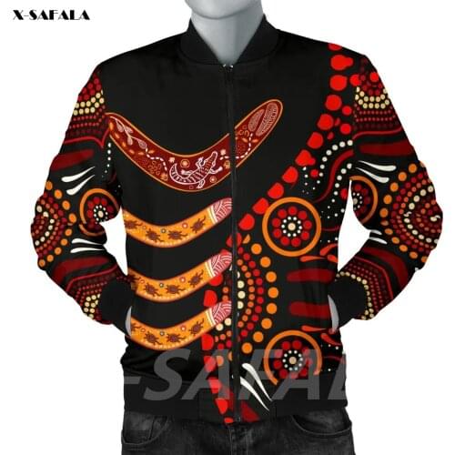 Australia Boomerangs Dot Pattern 3D Printed Bomber Thick Jacket Man Female Outwear Baseball Flight Pilot Jacket Zipper Coat