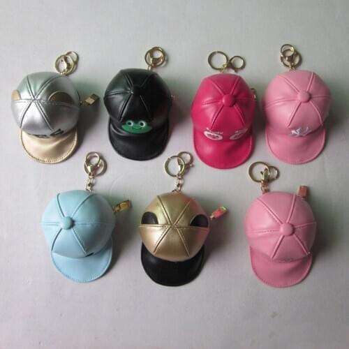 Pu Material Cricket-Cap Hat Shape Key Chain Hat Small Bag Key Chain Pendant