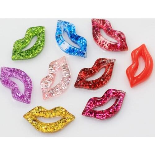 50/100pcs Mixed Resin Bling Lips Decoration Crafts Beads Flatback Cabochon Scrapbooking DIY Embellishments Kawaii Diy Accessori