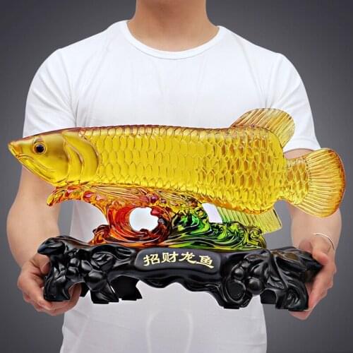 Large Good luck FENG SHUI decorative statue 2021 HOME OFFICE company SHOP Efficacious Talisman Money Drawing Arowana Golden Fish