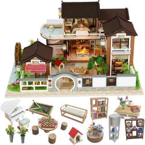 Cutebee Doll House Furniture Miniature Dollhouse DIY Miniature House Room Box Theatre Toys for Children stickers DIY Dollhouse L