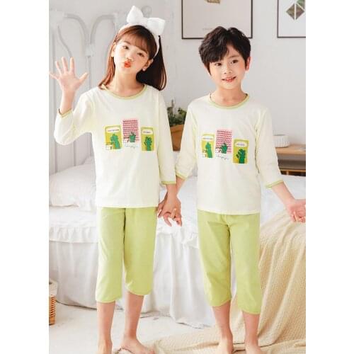 KEAIYOUHUO 2021 Summer New Clothing Children Flannel Home Service Suits Boys And Girls Sets Baby Pajamas Two-Piece Suit 3-12 Age