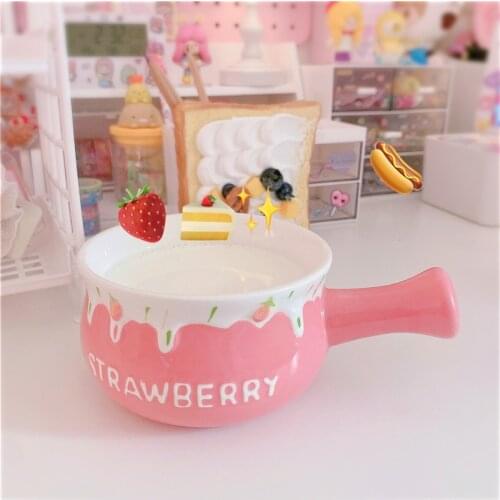 Strawberry Ceramic Sauce Pan Milk Jug Coffee Pot Fruit Dish Cookware Kitchen Cookware Pot Bowl With Handle Sugar Bowl