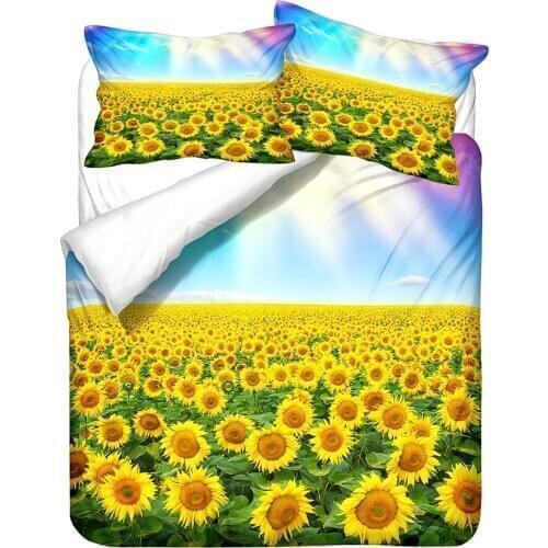 Sunflower Bedding Set 3D Flower Printed Bed Linen 3pcs Set Duvet Cover Set Comforter Cover Pillowcase Bedding Sets
