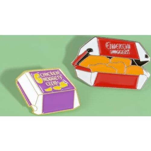 Muscle block lunch box punk enamel pin delicious chicken nugget club snack fun jewelry badge shirt clothes lapel brooch jewelry