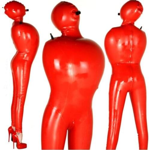 Handmade Unisex Full Body Latex Rubber Catsuit Badysuit Suit Double-layer Inflatable with Back Crotch Zip