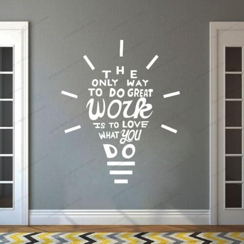 Creative Light Bulb Design Love Work What You Do Quotes Motivational Wall Sticker Office Decor Vinyl Wall Decals Murals CX930
