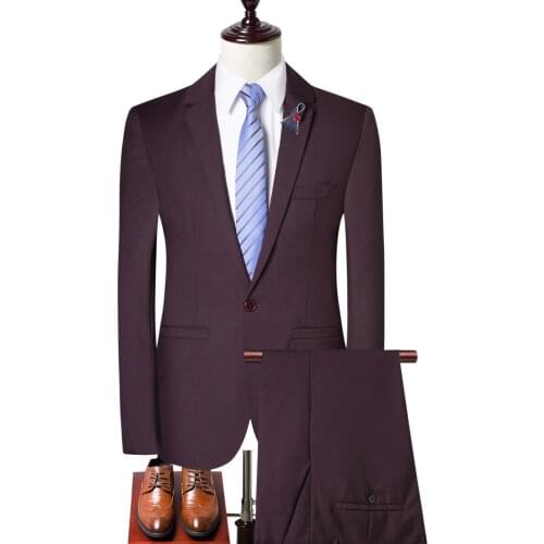 Jacket + Pants + Vest) New men suit pant suit solid color mens suit jacket slim shape wedding mens groom tuxedo suit