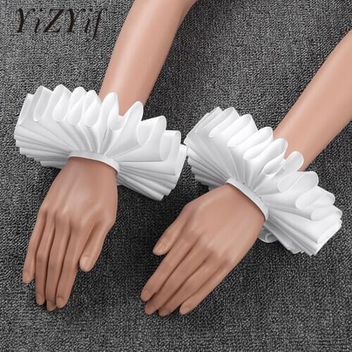 Victorian Cuffs Wrist Cuff Renaissance Elizabethan Ruffled Wrist Sleeves Cuffs Bracelet Halloween Cosplay Hand wear Cuffs Unisex