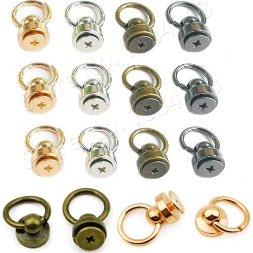 5pcs Metal O Ring Ball Post With Studs Rivets Nail Screwback Round Head Spots Spikes Leather Craft phone case decor Accessories