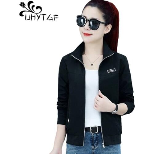 UHYTGF Fashion Spring Autumn Jacket Women Baseball Uniform Casual Short Coat Solid Wild Thin Tops Student Plus Size Outwear 2027