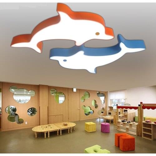Cartoon children LED Ceiling Light creative color dolphin warm bedroom swimming pool lamp male girl room lamp kids lamp LU724200