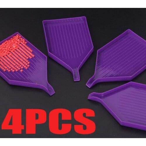 4PCS Purple plate Retail Wholesale DIY Diamond Painting Diamond Embroidery Accessories small Drill Plate Plastic Tray DIY Kits