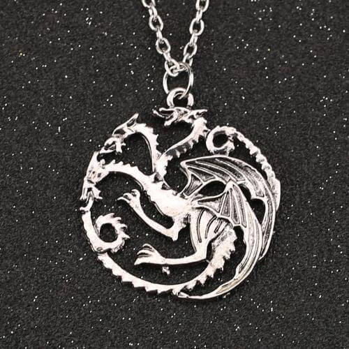 Dragon Necklace Song Of Ice And Fire Targaryen Hydreigon Antique Silver Color Pendant Vintage Game Movie Jewelry Women Wholesale