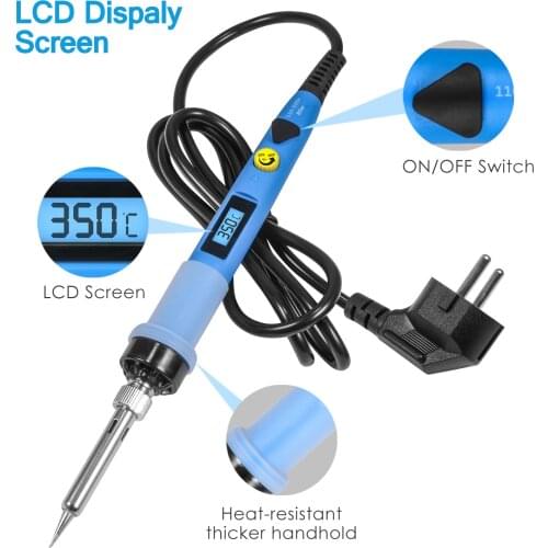 NEW Electronics Soldering Iron 60W 220V Soldering Gun LCD Digital Adjustable Temperature Solder Iron Solder Tips Repair