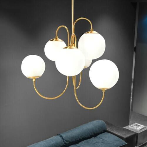 Post-modern glass ball LED chandelier hotel living room lights bedroom hanging lamp restaurant cafe study chandelier lighting