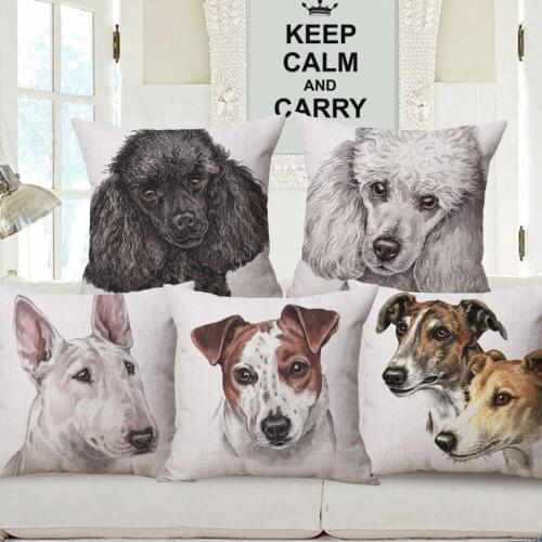 Hand Painting Dogs Posters Art Cushion Covers Jack Russell Boston Terrier Labrador Dachshund Greyhound Dog Print Pillow Case