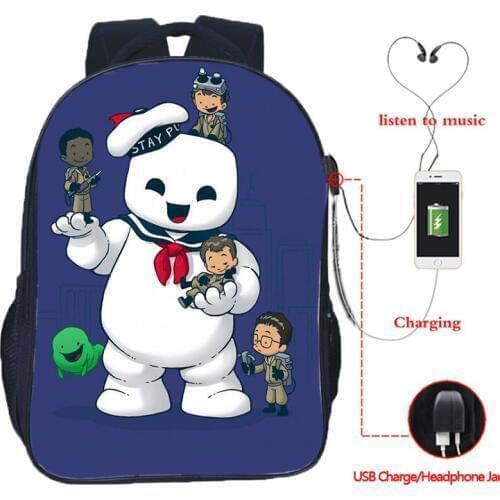 Mochila Novelty Funny Ghostbusters USB Backpack Men Women Laptop Teen Bookbag Creative School Bag Boy Girl USB Charge Travel Bag