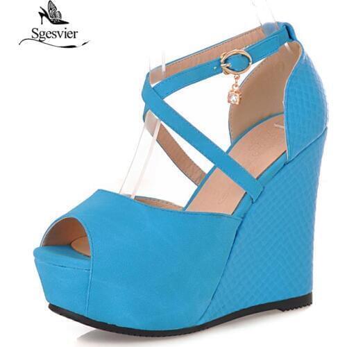 SGESVIER Fashion Rome Bottom Wedges Sandals Woman Sandals 4 Color Summer Women Concise Platform Open Toe Casual Shoes Woman B119
