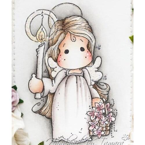 Angel Girl Cartoon Pattern Stamp And Metal Die Scrapbooking Alphabet Stamp Embossing Craft Silicone Transparent Stampstampons