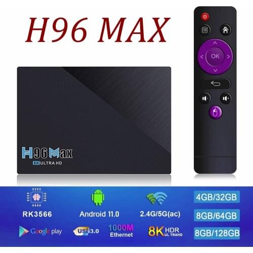 10PCS H96 MAX Android 11.0 TV BOX RK3566 Quad-Core 8GB DDR4 64GB/4GB 32GB LAN 1000M 2.4G/5G Dual Wifi BT4.0 4K HD Media player