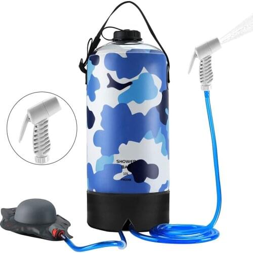 Outdoor Camping shower PVC Pressure water bag With Foot Pump Super light Protable Hiking Bathing equipment Body pet cleaning