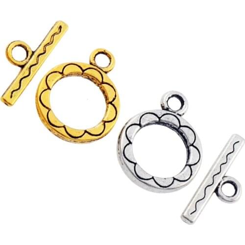 Flower Round Alloy Toggle Clasp Jewelry Findings L831 40sets Zinc Alloy Clasps & Hooks Metal Lzsilver