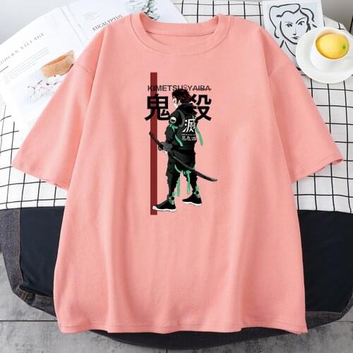 Kimetsu Demon Slayer Womens T Shirt 2021 Summer New Casual Tees Hip Hop Street T-Shirt Harajuku O-Neck Womens T Shirts Anime