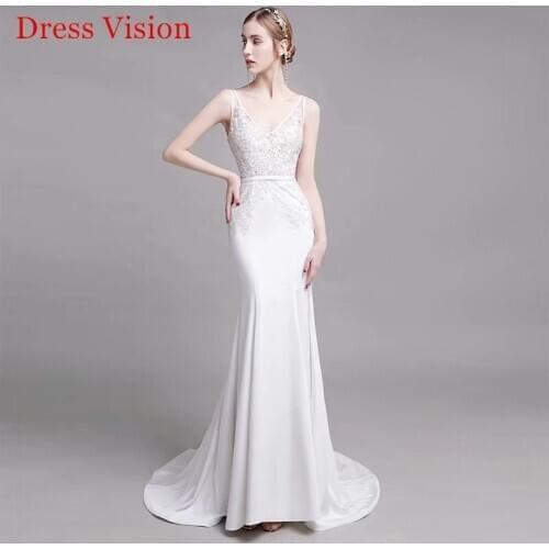 Dress платье Bride Gown Vestido De Novia Robe De Mariage V-neck Sexy Mermaid Lace Simplicity Modern