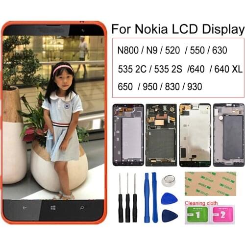 LCD For Nokia Lumia 535 2C/535 2S/800/N9/520/550/630/640 XL/650/950/830/930 /640 LCD Display Touch Screen Digitizer With Frame