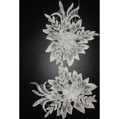 10pc big Ivory Fabric 3d Flower Venise Lace Sewing Applique DIY Craft