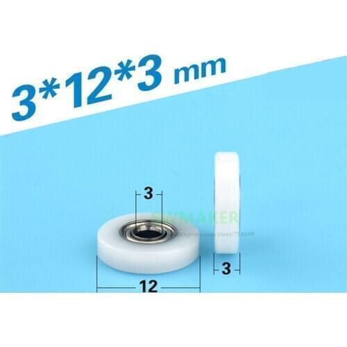 10pcs 3*12*3mm 683 bearing wrapped plastic pulley, POM engineering plastic pulley, precision micro pulley flat wheel
