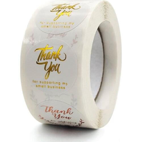 100-500pcs White Paper Hot Stamping Thank You Sticker Baking Sealed Envelope Sealed Label Business Packaging Decoration