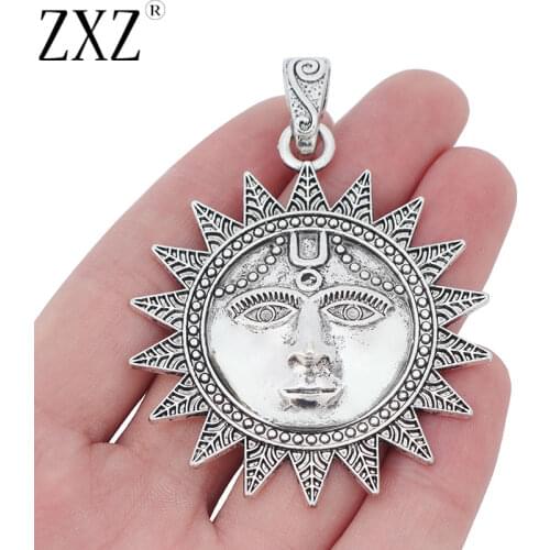 ZXZ 2pcs Large Sun Charms Pendants for Necklace Jewelry Making Findings 73x54mm