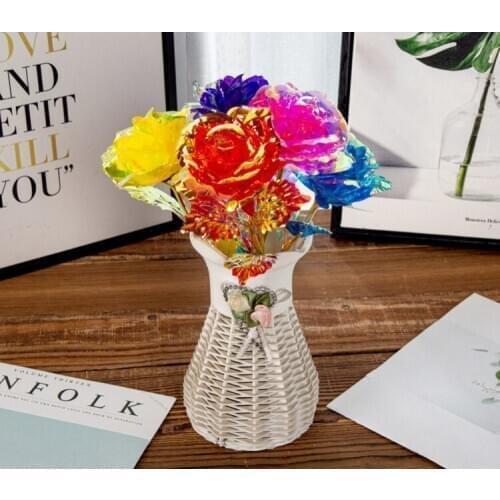 24K Gold Plated Golden Rose Flower Valentines Day Wedding Birthday Gifts Girlfriend Gift 9 Color Available