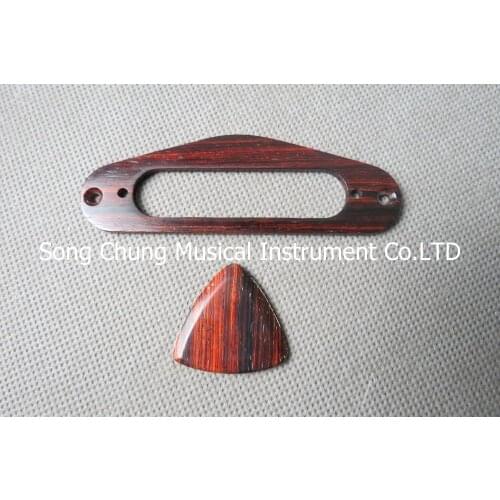 3Pcs Solid ROSEWOOD guitr NECK PICKUP Mounting Ring+rosewood picks