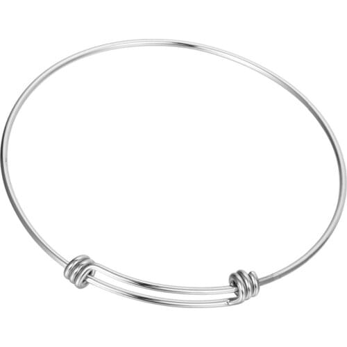 3PCS Adjustable Wire Blank Bangle Bracelet for Womens DIY Jewelry Making Stainless Steel 20cm