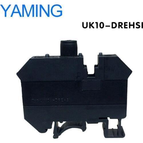 5PCS UK10-DREHSI (UK-10RD) 10 Square Fuse DIN Rail Universal Terminals Black Connection Terminal Block Lug plate